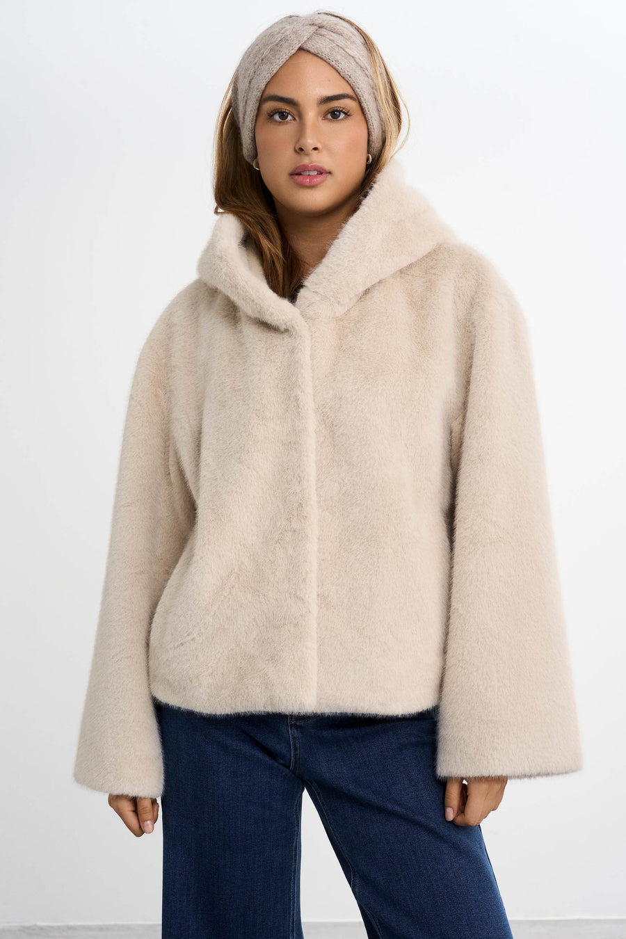 Faux Fur Jacket · Beige