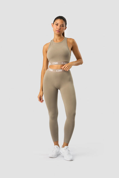 define seamless logo cropped tank top taupe