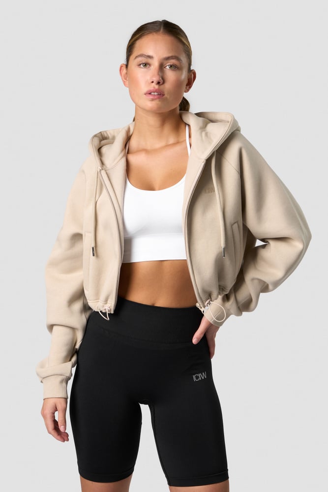 everyday cropped hoodie wmn beige