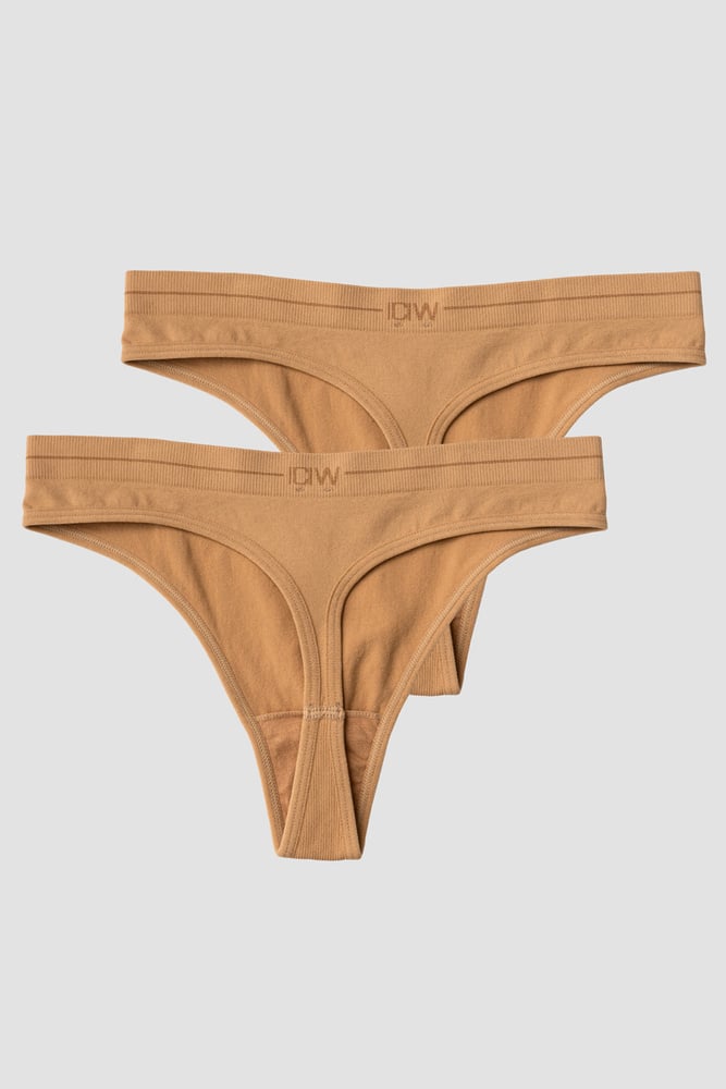 everyday seamless thong 2-pack almond