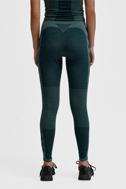 HUMMEL - Hmlclea Seamless Mid Waist Tights - Green Gables/garden Topiary Me