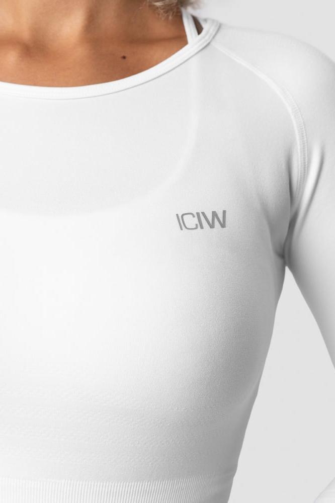 ICANIWILL - Define Seamless LS Crop Top - White