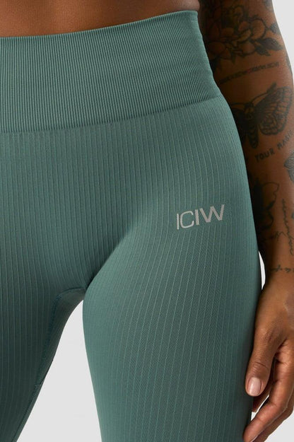 ICANIWILL - Ribbed Define Seamless Tights - Sea Green