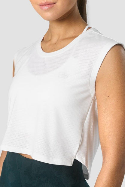 ICANIWILL - Stride Cropped Tank - White