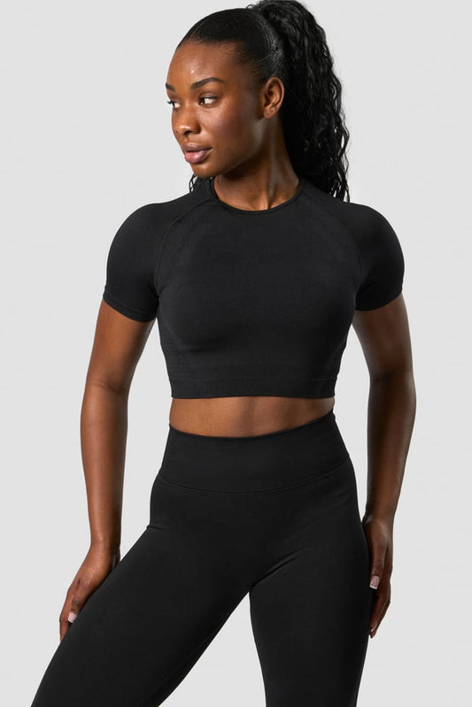 impact seamless cropped t-shirt black