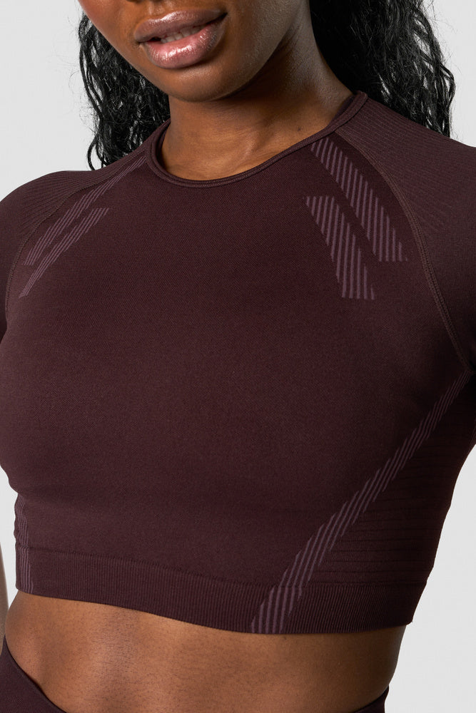 impact seamless cropped t-shirt burgundy