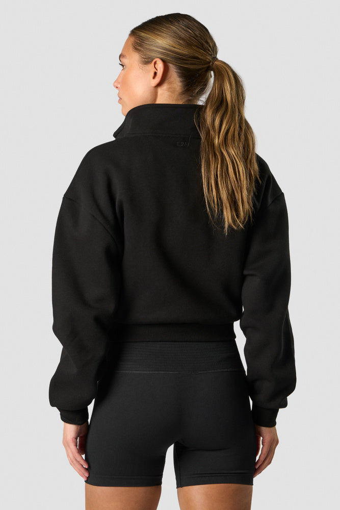 nimble cropped 1/4 zip black