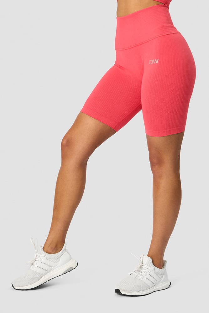 ribbed define seamless pocket biker shorts coral red