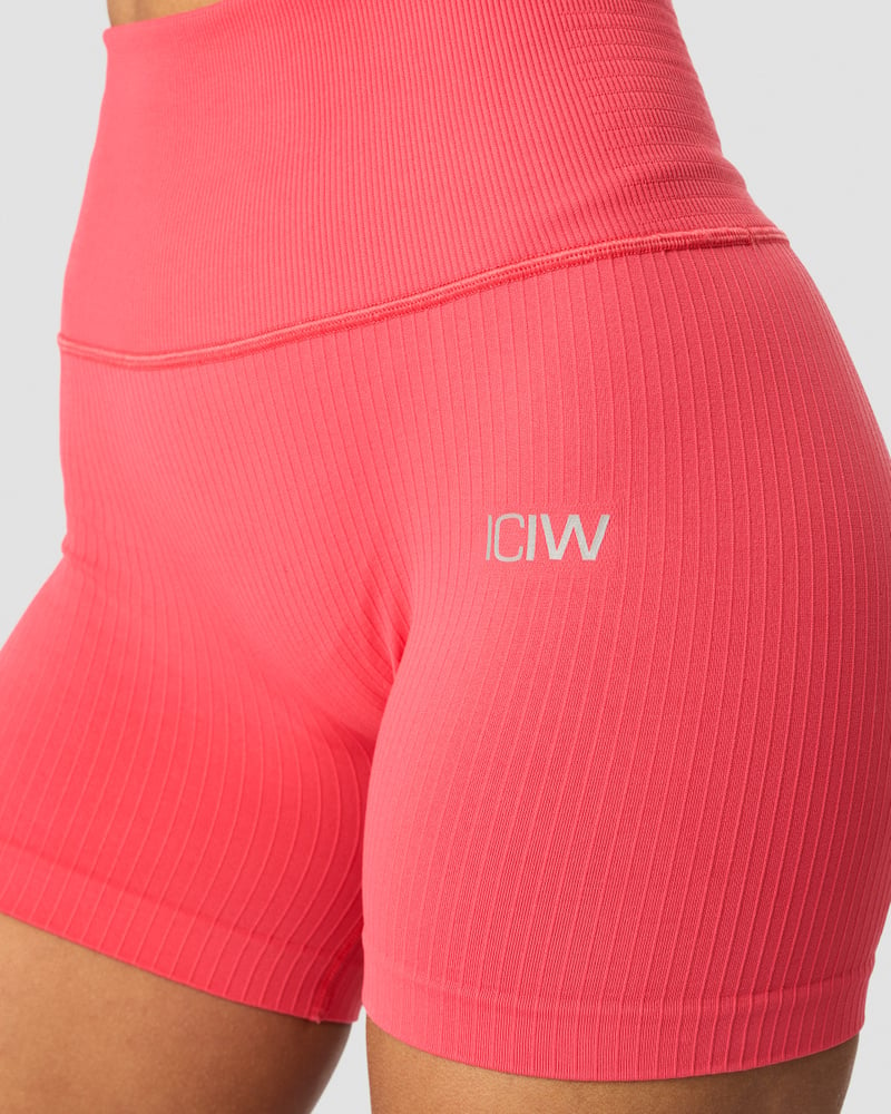 ribbed define seamless pocket shorts coral red