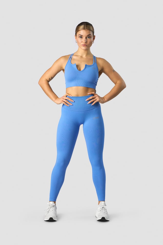 ribbed define seamless strappy bra pacific blue