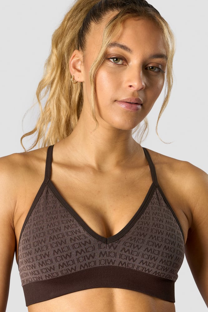 signature seamless sports bra dark brown