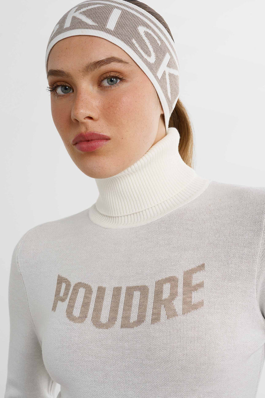 SKI Headband · Beige/White
