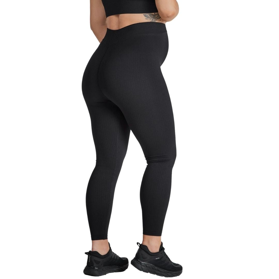 Ribbed Maternity Leggings - Black - for kvinde - FAMME - Tights